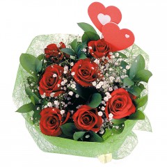 Ankara Sincan internetten çiçek satışı 7 adet kırmızı gül ve 2 adet kalp çubuk
